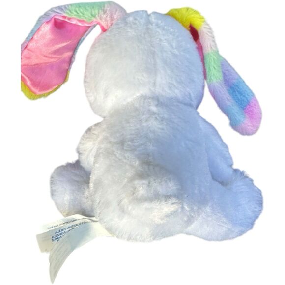 Build A Bear Buddies Small White Pink Rainbow Ears 7.5" Easter Rabbit 2017 BAB - Picture 13 of 13
